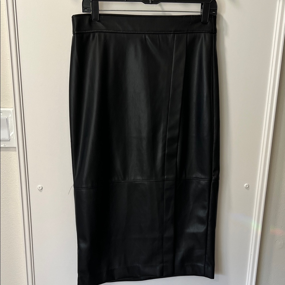 Loft faux leather wrap midi skirt